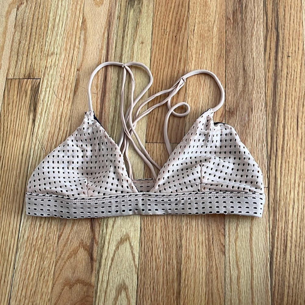ACACIA BASICS swimwear top nude mesh with black lining size small